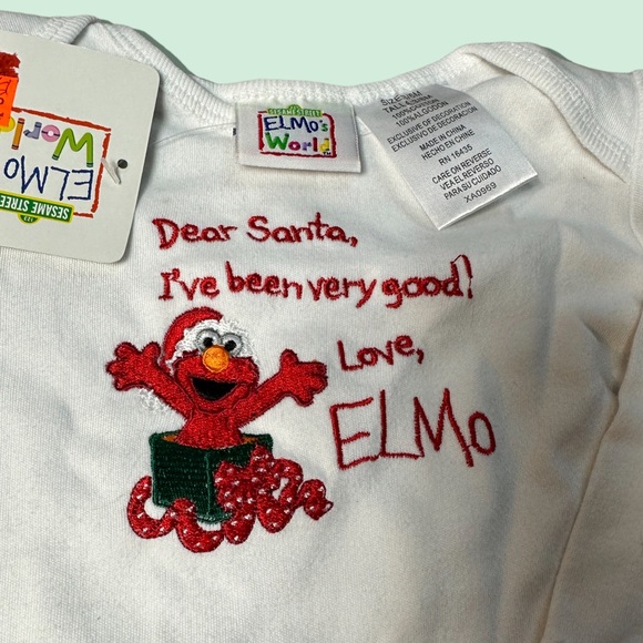 NWT Baby Sesame Street Elmo Letter To Santa Long Sleeve One Piece Sz 3/6 Mon - Picture 5 of 7